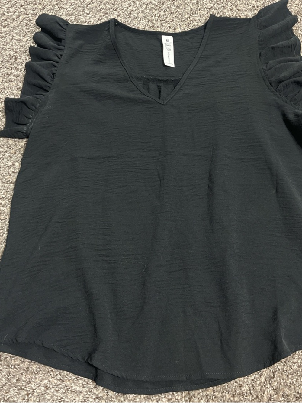 Amazon Black V-Neck Ruffle Sleeve Blouse